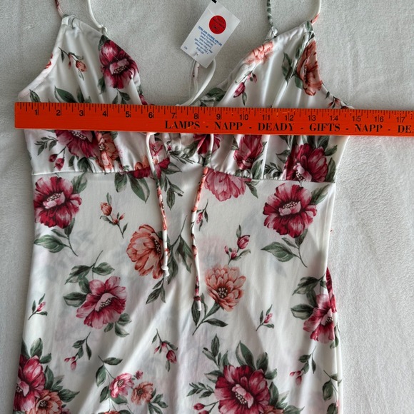 NWT Ambiance Floral White Babydoll Slip Dress Large Strappy Y2K Coquette Girl - Picture 11 of 11